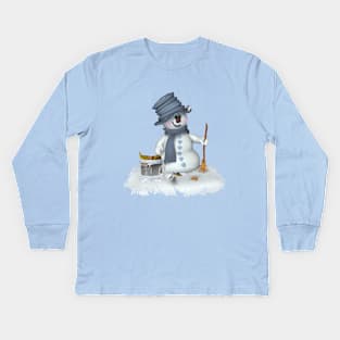 Ein Schneemann räumt auf Kids Long Sleeve T-Shirt